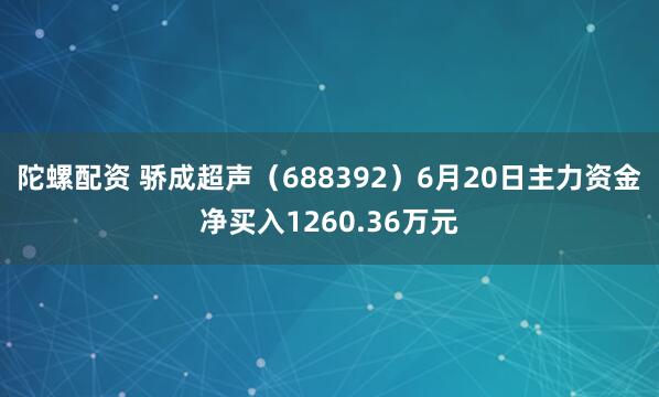 陀螺配资 骄成超声（688392）6月20日主力资金净买入1260.36万元